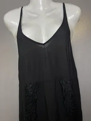 Intimately Free People Full Slip Womens XS Black Lace Sheer Strappy Chemise thumbnail 1