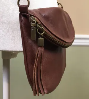 Dorse in Pelle Genuine Italian Leather Red Brown Crossbody Strap Purse thumbnail 3