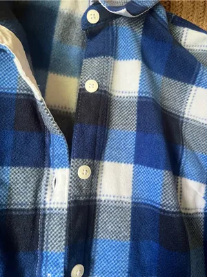 Lee Blue and White Plaid Button-Down Shirt for Women thumbnail 4