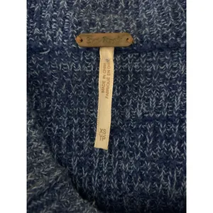 Free People Too Good Blue Knit Sweater Slouchy Boho Coastal XS OB910473 thumbnail 4