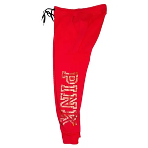 Victoria's Secret PINK Joggers Womens Medium Red Gold LOGO Graphic Sweatpants‎ thumbnail 8