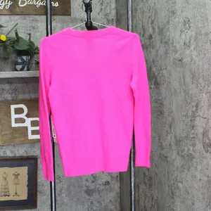 NWT Aqua Womens Pullover Cashmere V-Neck Sweater V11027 Neon Pink XS thumbnail 3