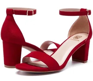 Elelax Red Suede Heels thumbnail 1