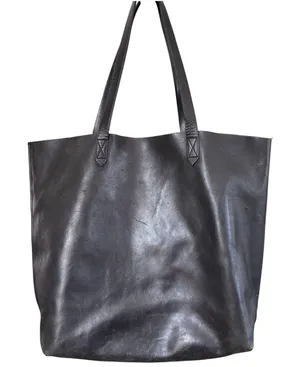 Madewell Classic The Transport Tote Black Leather Open Top Minimalist thumbnail 1