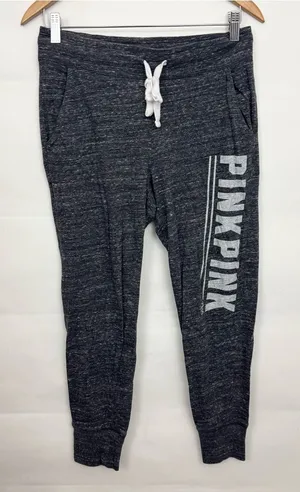Victoria's Secret PINK Lightweight Graphic Charcoal Jogger Sweatpants medium thumbnail 1