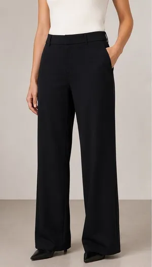 Halara Black High‎ Waisted Wide Leg Petite Trousers Pleated Workwear Pants L thumbnail 1