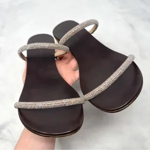 Giuseppe Zanotti Suede Rhinestone Minimalist Mule Sandal Heels Brown 40 thumbnail 5