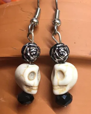 Skulls dangle earrings handmade MunandMe costumes thumbnail 2