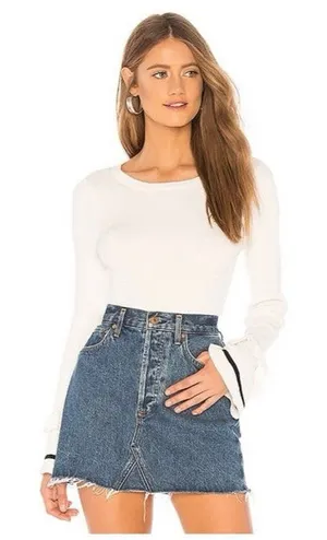 Revolve Lovers + Friends Waterloo White Knit Top Preppy Ruffle Long Sleeve Small thumbnail 1