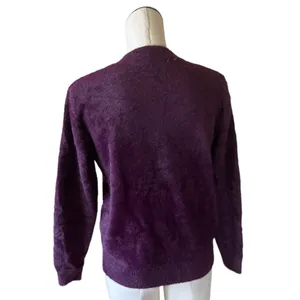 NWOT ZARA Super Soft Fuzzy mock Neck Sweater Pullover Burgundy Medium thumbnail 5