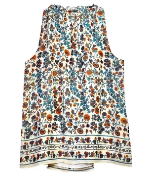 Max Studio - Medium - Floral Sleeveless Top - Multicolor With Tie Front thumbnail 2