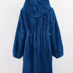 Elegant Blue Teddy Jacket for Women thumbnail 2