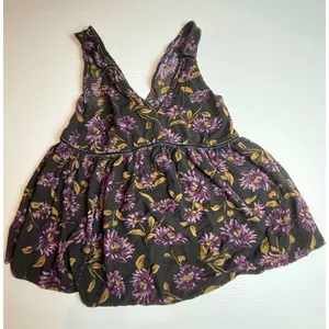 American Eagle Outfitters Floral Babydoll Top Sleeveless Black‎ Purple XS thumbnail 1