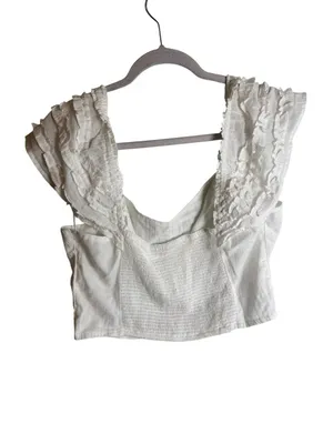 Free People Vittoria Top White Large NWT thumbnail 3