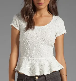 White Lace Back Peplum Top Size XS thumbnail 1