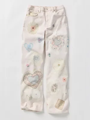 NWOT Free People We The Free Tinsley Printed Jeans Illusions Heirloom Ivory - 26 thumbnail 8