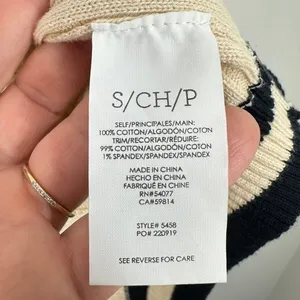 Cabi Size Small Cardigan Cream Navy Ribbed Knit Academia‎ Career Preppy Coastal thumbnail 5