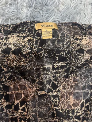 Plisse Black & Beige Printed Sheer Midi Skirt thumbnail 2