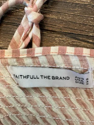 Faithfull The Brand Brighton Linen Dress Women S Pink White Stripe thumbnail 6