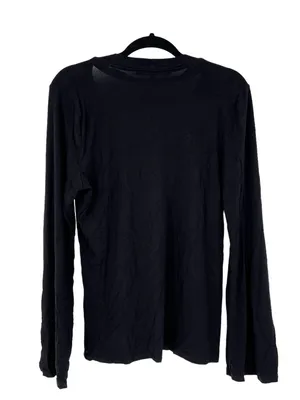 White House Black Market Black Long Sleeve Choker Cutout V Neck Knit Top Size XL thumbnail 3
