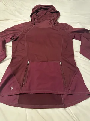Athleta Women's Tech Hoodie -Maroon Hooded Pullover Top - Size S/M (estimated) thumbnail 6