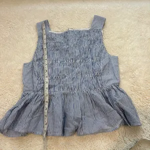 JCrew Women Peplum Blue Striped Sleeveless Top Cotton 4 Preppy Country Club Chic thumbnail 4