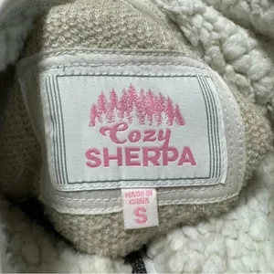 COZY SHERPA Quarter Zip White Pullover Sweater Jacket High Collar Soft Sz Small thumbnail 5