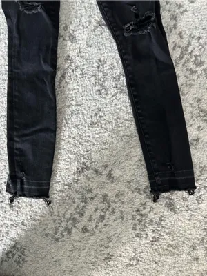 Abercrombie Women’s Black Distressed High-Rise Skinny Jeans-Stretch thumbnail 4