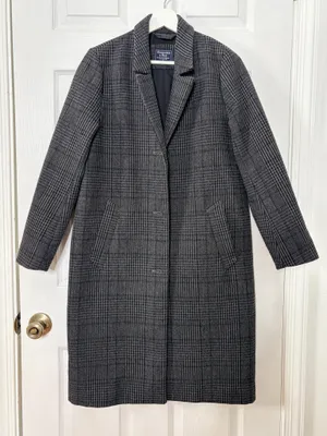 Abercrombie & Fitch Gray Plaid Long Coat Old Money Preppy Academia Tailored S thumbnail 4