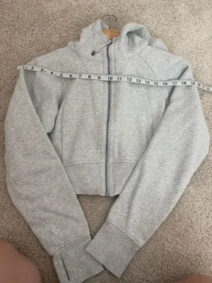 lululemon athletica Light Gray Cropped Hooded Zip Sweatshirt thumbnail 5