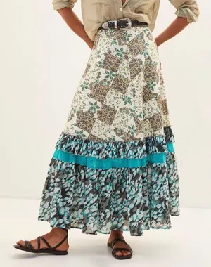 Anthropologie Floral Patchwork Maxi Skirt thumbnail 2