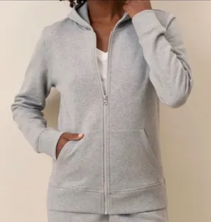 Pact Organic Cotton Full Zip Hoodie Heather Gray Thumbhole Athleisure‎ Womens Sm thumbnail 1