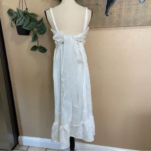 NWOT Lulus Major Perfection White Floral Jacquard Midi Dress with Pockets thumbnail 6