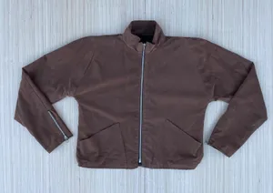 Caramel brown custom made microsuede feel women’s bomber jacket size M medium thumbnail 6