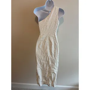 Lulus Poised in Positano‎ One Shoulder Dress Womens XS White Midi Slit thumbnail 7