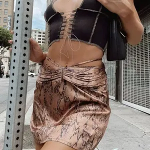 NWT Princess Polly snakeskin print mini skirt silky satin size 4 thumbnail 2
