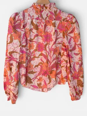 Love the Label Cotton Ruffle Neck Blouse Pink Size XS thumbnail 3