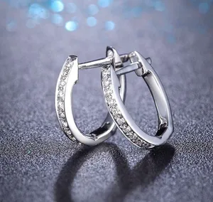 18K White Gold Plated Diamond Blue Gemstone Sapphire Dangle Drop Earrings for Women thumbnail 2