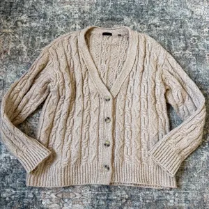 $495 ATM Anthony Thomas Melillo Clay Wool Cable Knit Cardigan AW8664-ABO Medium thumbnail 1