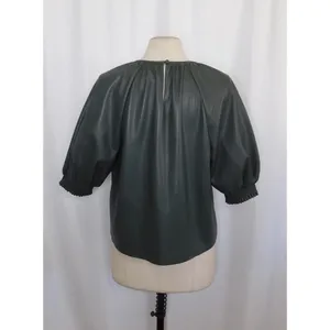 SAYLOR Juana Top Faux Leather Sage Gray Puff Sleeves Solid Streetwear Large‎ thumbnail 9
