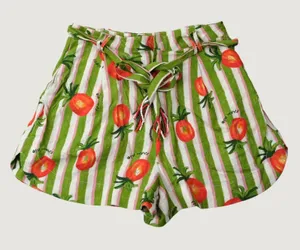 Farm Rio Anthropologie Pineapple Striped Shorts XS Green Pink Tropical Boho thumbnail 1