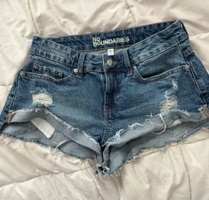 No Boundaries Dark blue ripped blue jean shorts thumbnail 1
