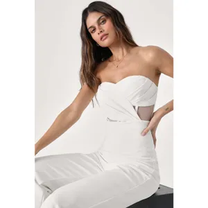 NWT Lulus Surely Stunning Ivory Strapless Bustier Jumpsuit Cut Out Elegant Sz XS thumbnail 3