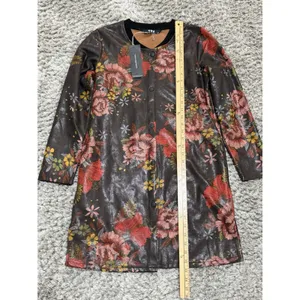 TOV Los Angeles Faux Leather Floral Snap Front Coat Dress Jacket Duster 38 NWT thumbnail 10