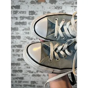 Converse | baby blue lace up high top sneakers w7.5 m5.5 thumbnail 3