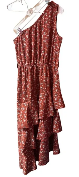 PRETTYGARDEN Summer Floral Sundress One-Shoulder Tier Ruffle Flowy Midi Boho thumbnail 1