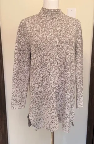 Pure Jill longer length long sleeve marbled pattern turtleneck sweater thumbnail 1