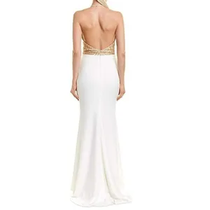 Issue Embroidered Sequin Bodice Gown Ivory Gold Size 6 NWT thumbnail 2