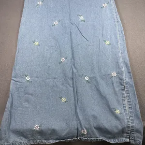 Vtg Mountain Lake Casuals Dress Womens Small Blue Denim Floral Maxi Jumper thumbnail 3