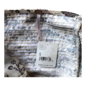 Free People NWT - - Brunch Date Floral Print Long Sleeve Bodysuit Ivory Combo -Size Small thumbnail 10